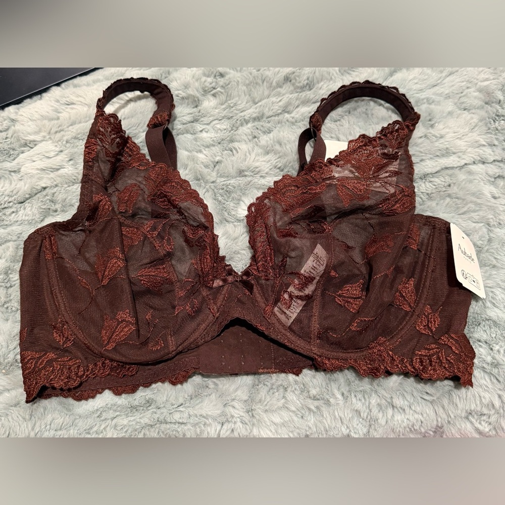 Aubade Espresso Brown Softessence  Lace Underwire Bra Size 36E NWT